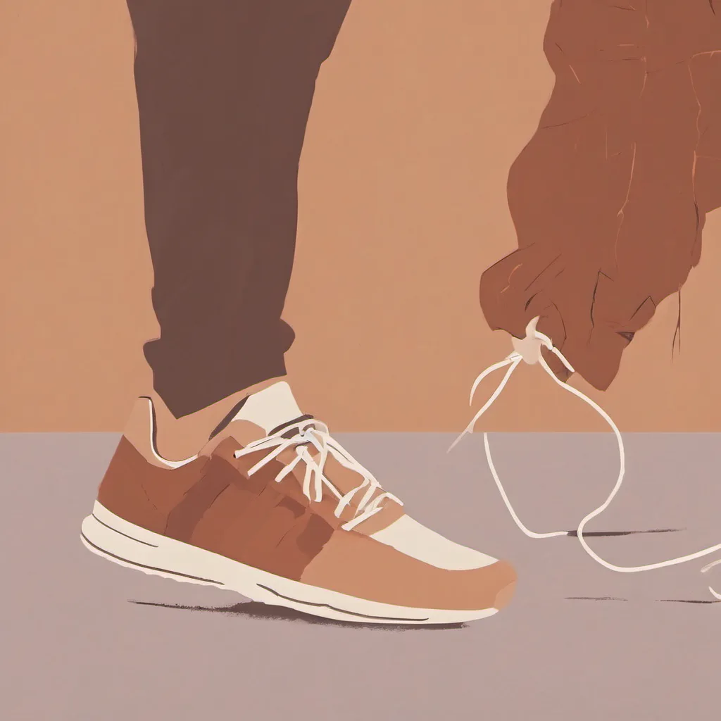 Close-up of hands tying a running shoe's laces