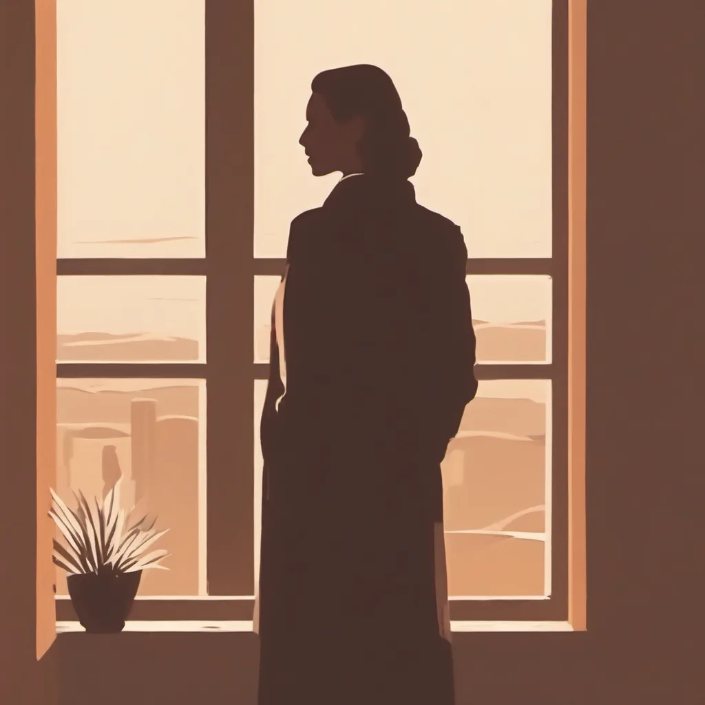Someone standing by a window at dusk, pausing to look back on the day