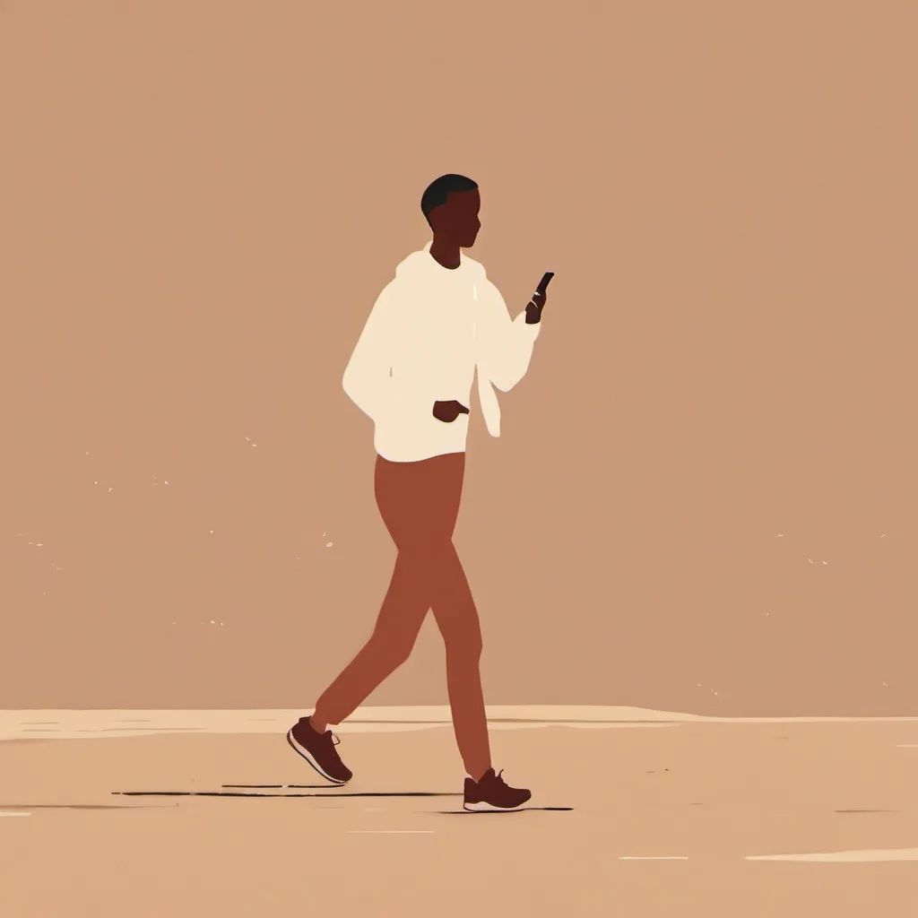 Someone checking the record on a single phone after finishing a run