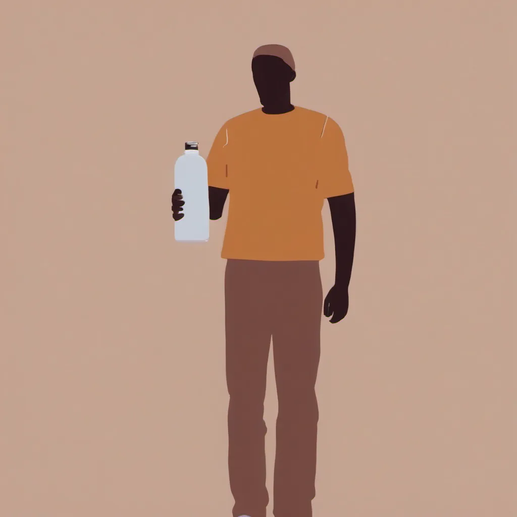 Someone standing and holding a water bottle in one hand